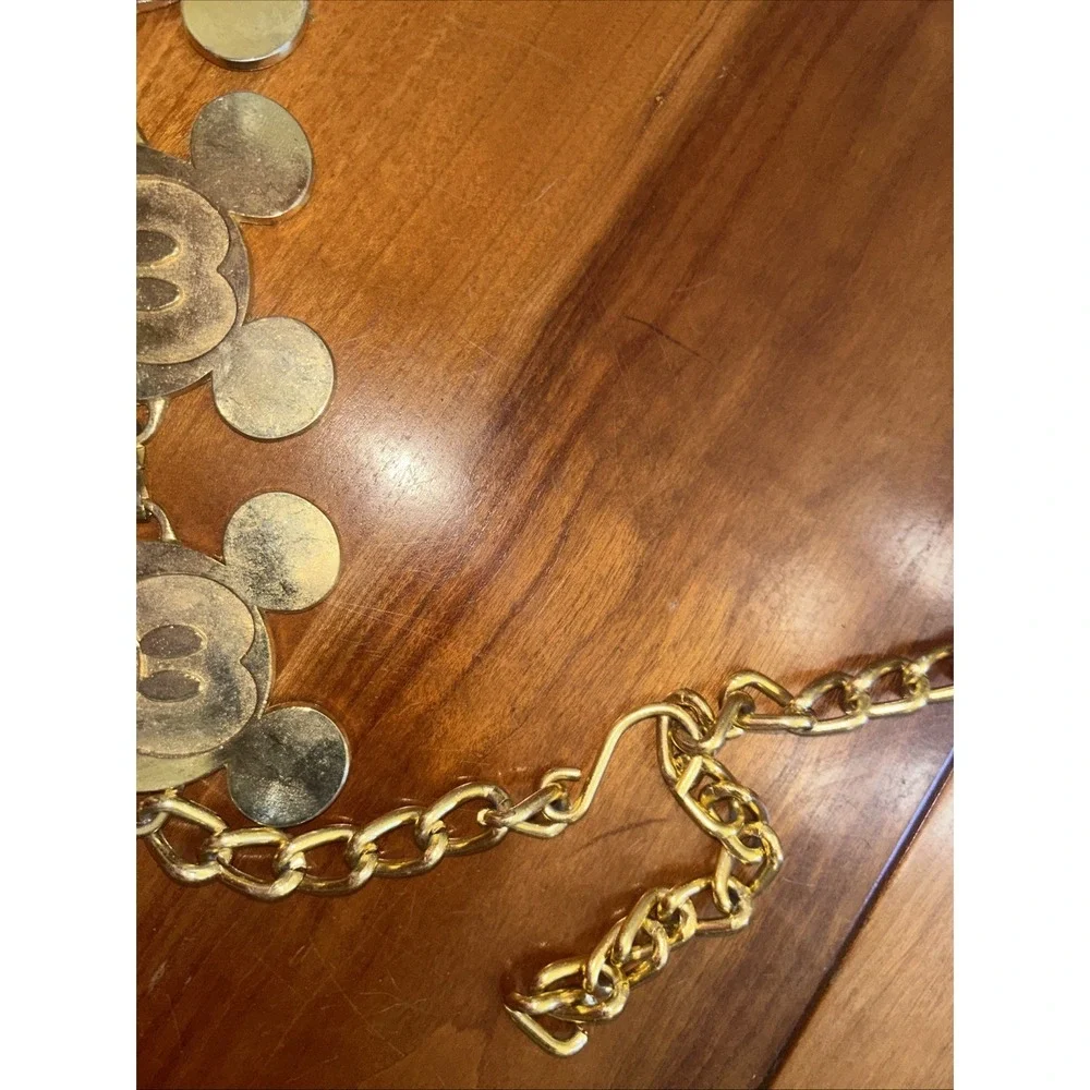 Disney Mickey Mouse Gold Tone Coin Medallion Disc Chain Belt for Women